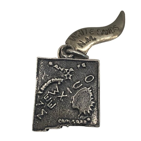 Vintage New Mexico State Sterling Silver Charm Flag 925 Bracelet Travel Map - Picture 1 of 4
